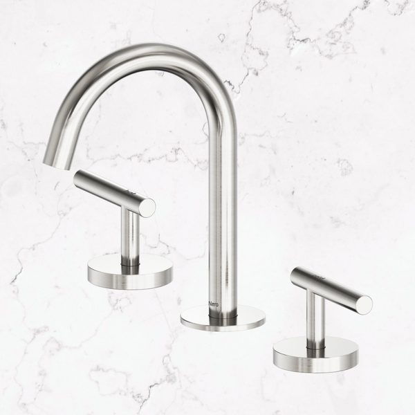 Nero Mecca Lever Basin Set Arc Spout Brushed Nickel