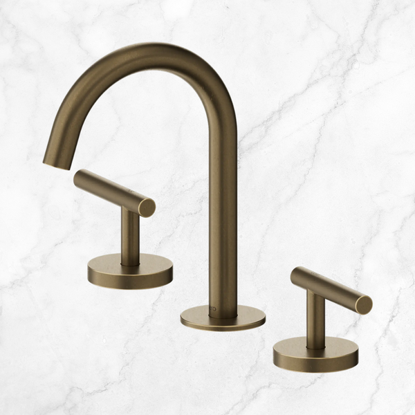 Nero Mecca Lever Basin Set Arc Spout Tumbled Antique Brass