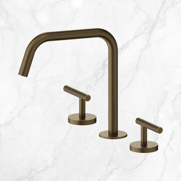 Nero Mecca Lever Bath/Kitchen Set Edge Spout II Tumbled Antique Brass