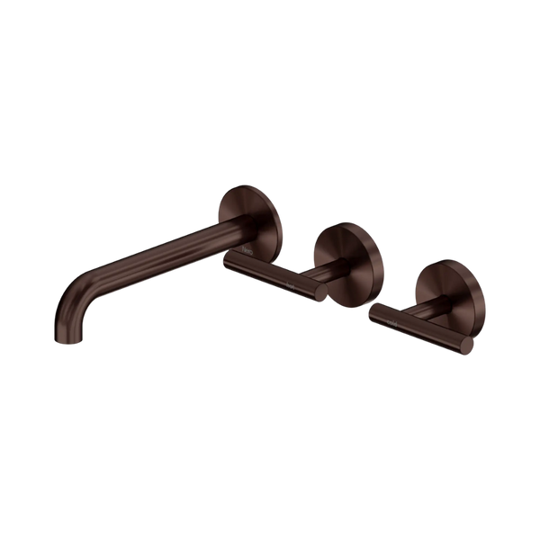 Nero Mecca Lever Wall Basin/Bath Set 185mm Offset Spout (Complete Kit) Rome Bronze Lead Free