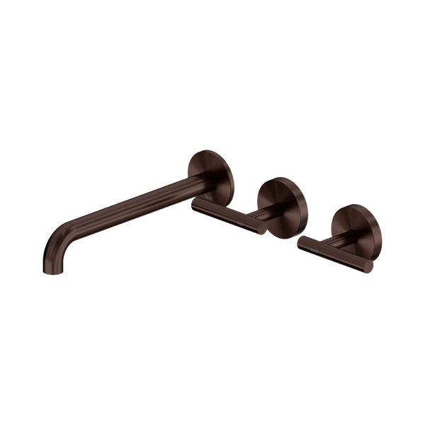 Nero Mecca Lever Wall Basin/Bath Set 220mm Offset Spout (Complete Kit) Rome Bronze Lead Free
