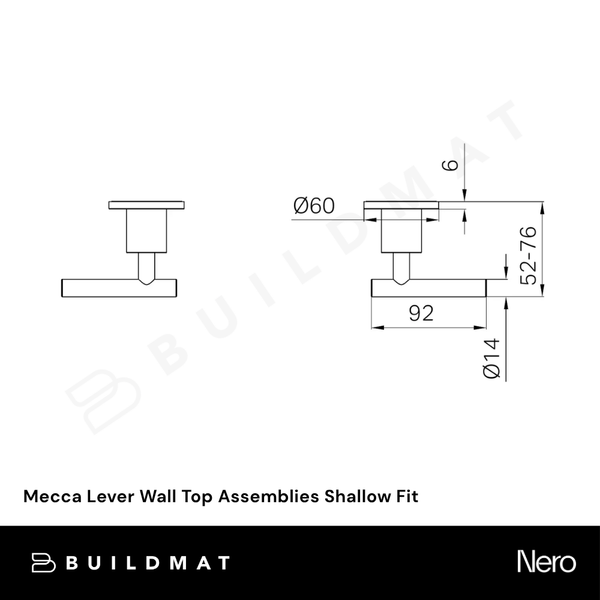 Nero Mecca Lever Wall Top Assemblies Shallow Fit Brushed Gold