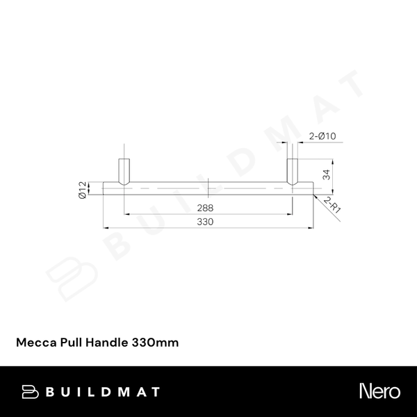 Nero Mecca Pull Handle 330mm Tumbled Antique Brass