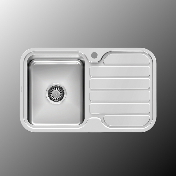 Phoenix 1000 Series Single Left Hand Bowl Sink with Drainer and Taphole Stainless Steel
