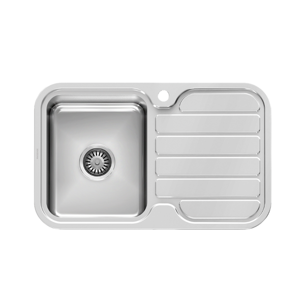 Phoenix 1000 Series Single Left Hand Bowl Sink with Drainer and Taphole Stainless Steel