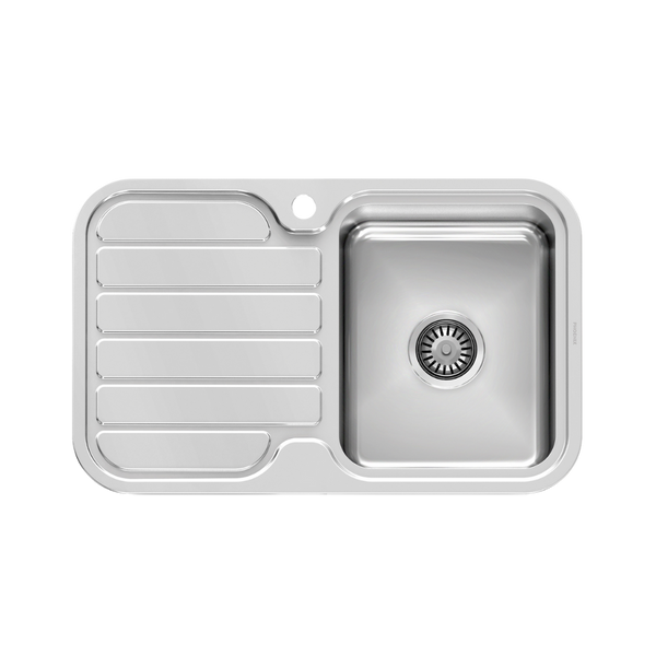 Phoenix 1000 Series Single Right Hand Bowl Sink with Drainer and Taphole Stainless Steel
