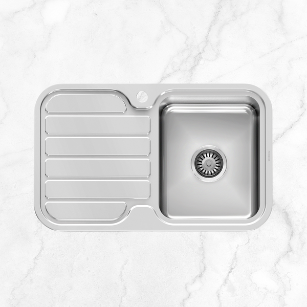 Phoenix 1000 Series Single Right Hand Bowl Sink with Drainer and Taphole Stainless Steel