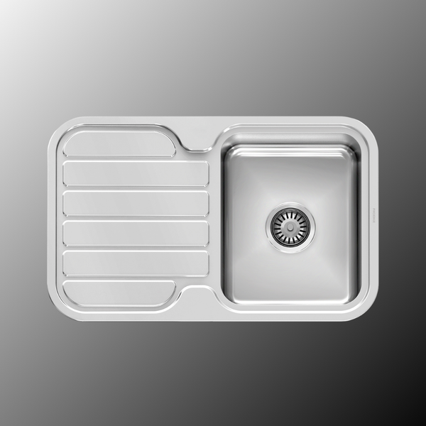 Phoenix 1000 Series Single Bowl Sink with Drainer and No Taphole Stainless Steel