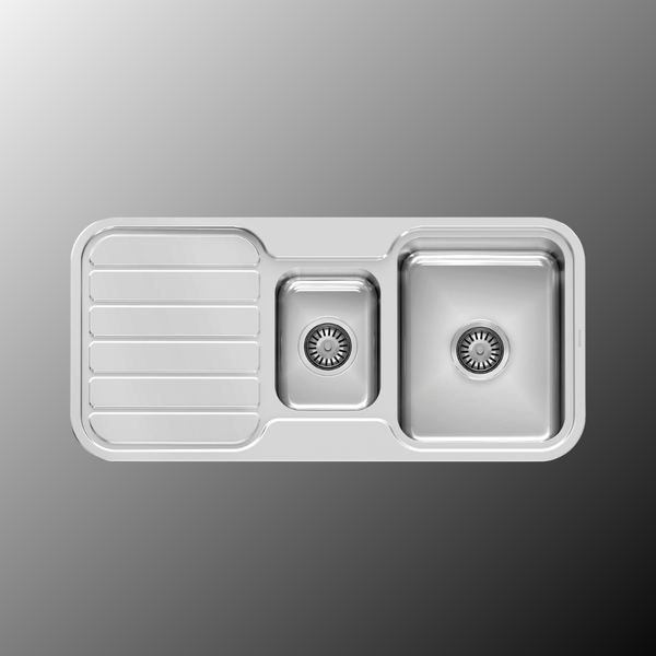Phoenix 1000 Series 1 and 1/3 Bowl Sink with Drainer and No Taphole Stainless Steel