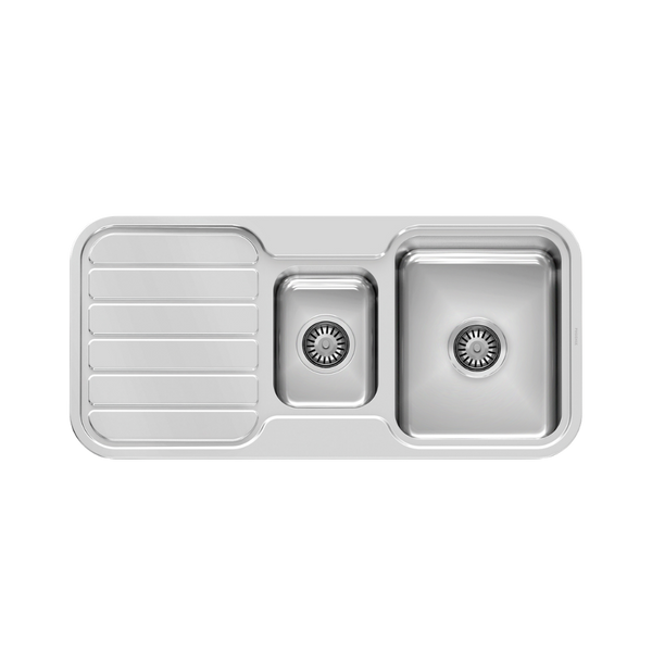 Phoenix 1000 Series 1 and 1/3 Bowl Sink with Drainer and No Taphole Stainless Steel