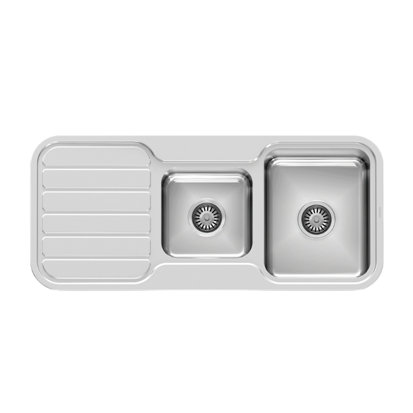 Phoenix 1000 Series 1 and 3/4 Bowl Sink with Drainer and No Taphole Stainless Steel
