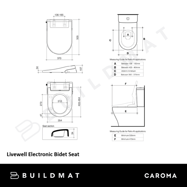 Caroma Livewell Electronic Bidet Seat White