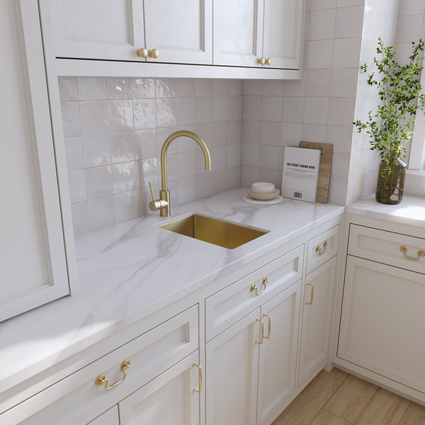 Alma Ashanti Brushed Brass Gold Gooseneck Mixer