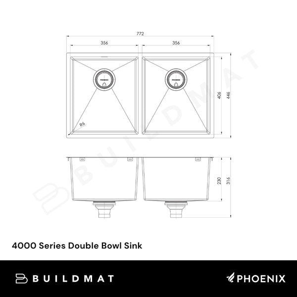 Phoenix 4000 Series Double Bowl Sink Stainless Steel
