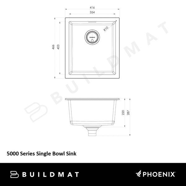 Phoenix 5000 Series Single Bowl Sink Matte White