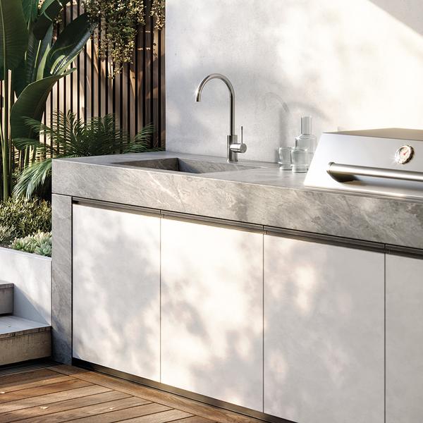 Phoenix Vivid Slimline SS 316 Sink Mixer 200mm Gooseneck Stainless Steel