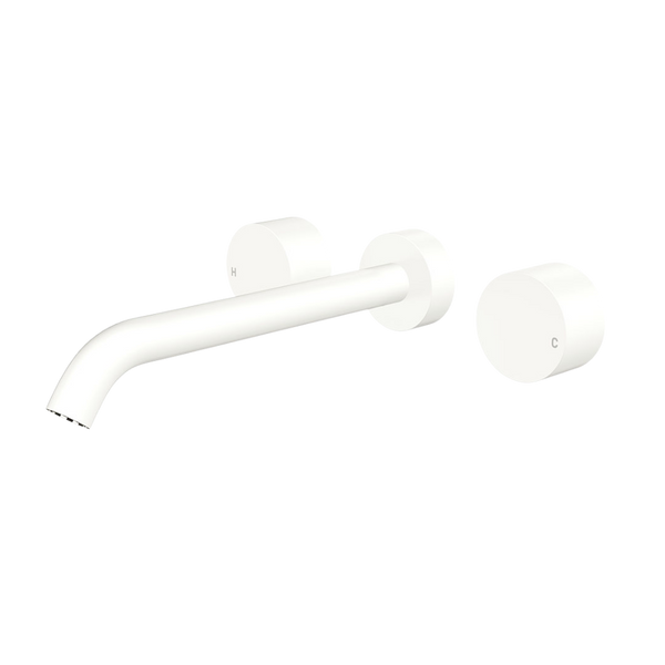 Fienza Kaya Wall Set Round Taps 220mm Outlet Matte White