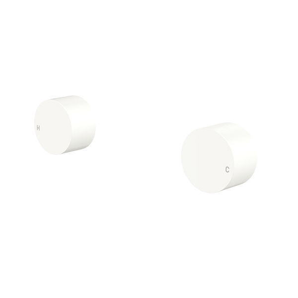 Fienza Kaya Round Wall Taps Matte White