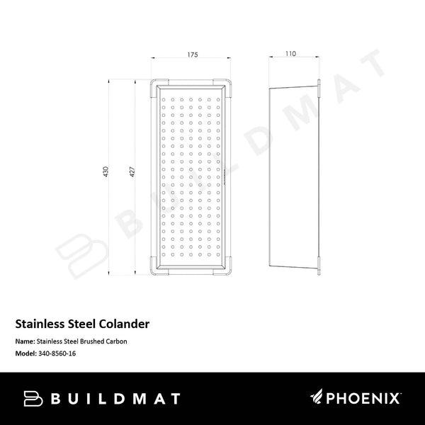 Phoenix Stainless Steel Colander Brushed Carbon