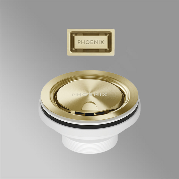 Phoenix Covered Sink Basket Waste with Overflow Brushed Gold