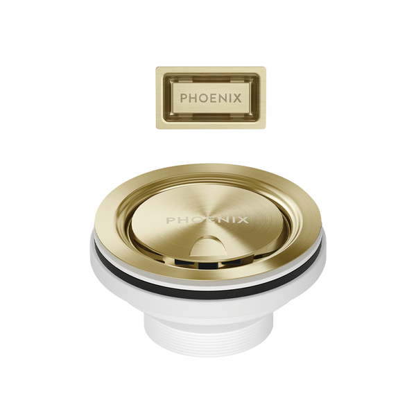 Phoenix Covered Sink Basket Waste with Overflow Brushed Gold