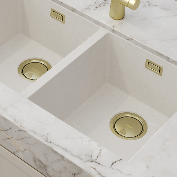 Phoenix Covered Sink Basket Waste with Overflow Brushed Gold