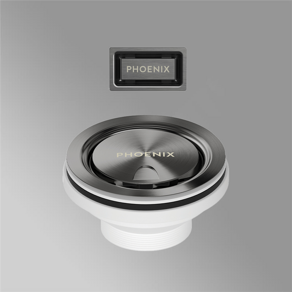 Phoenix Covered Sink Basket Waste with Overflow Brushed Carbon