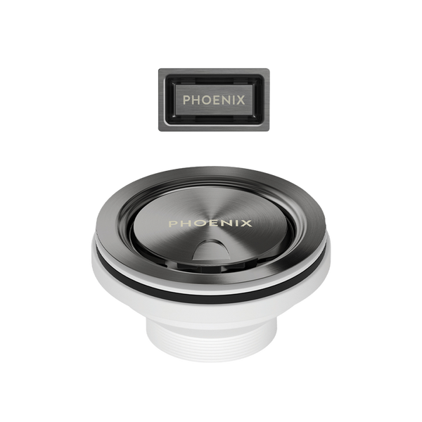 Phoenix Covered Sink Basket Waste with Overflow Brushed Carbon