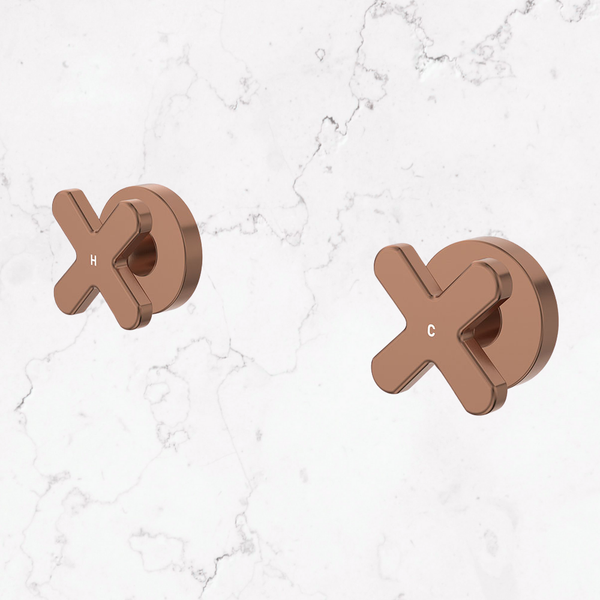 Fienza Kaya Wall Set Dress Kit Cross Taps Brushed Copper