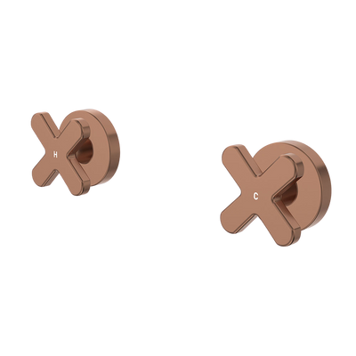 Fienza Kaya Wall Set Dress Kit Cross Taps Brushed Copper