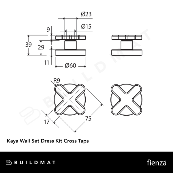 Fienza Kaya Wall Set Dress Kit Cross Taps Brushed Copper