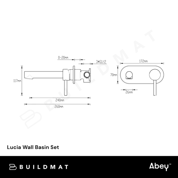 Abey Lucia Wall Basin Set Black