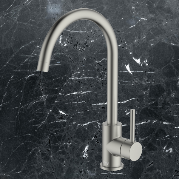 Abey Lucia Goose Sidelever Mixer Brushed Nickel Lead Free