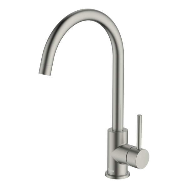 Abey Lucia Goose Sidelever Mixer Brushed Nickel Lead Free