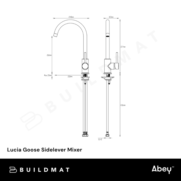 Abey Lucia Goose Sidelever Mixer Black