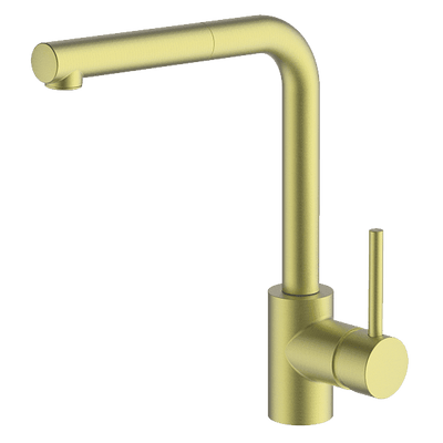 Abey Lucia Sidelever Mixer With Pull Out Brushed Brass Lead Free