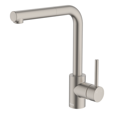 Abey Lucia Sidelever Mixer With Pull Out Brushed Nickel Lead Free