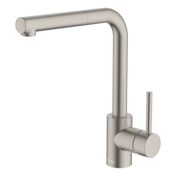 Abey Lucia Sidelever Mixer With Pull Out Brushed Nickel Lead Free