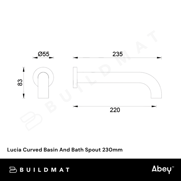 Abey Lucia Curved Basin And Bath Spout 230mm Black