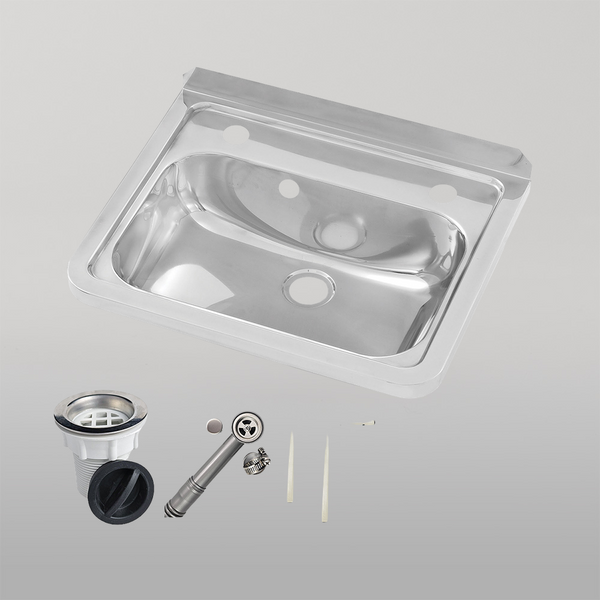 3monkeez Wall Mounted Hand Basin 2 Tap Hole with Overflow Kit