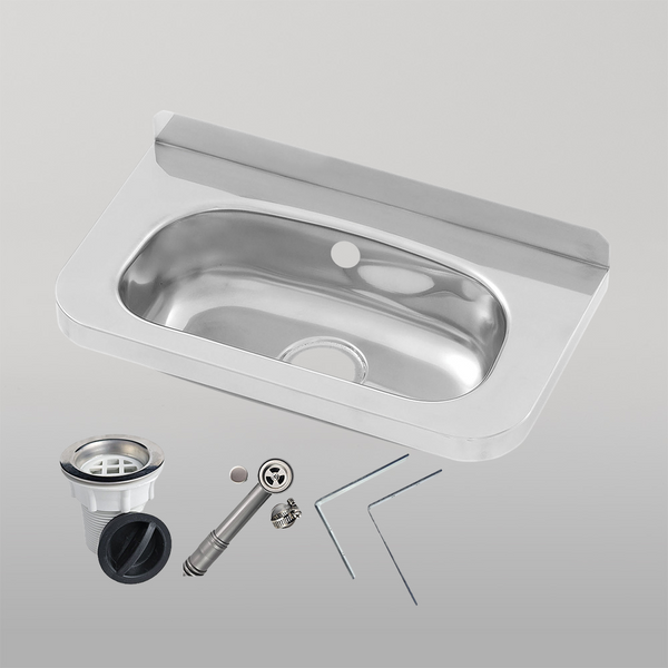 3monkeez Compact Stainless Steel Hand Basin Inc Wall Brackets, Overflow Kit & Plug & Waste