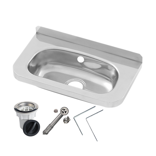 3monkeez Compact Stainless Steel Hand Basin Inc Wall Brackets, Overflow Kit & Plug & Waste