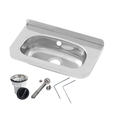 3monkeez Compact Stainless Steel Hand Basin Inc Wall Brackets, Overflow Kit & Plug & Waste