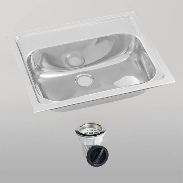 3monkeez Inset Stainless Steel Hand Basin 1 Tap Hole with Plug and Waste.