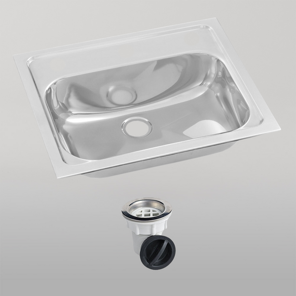3monkeez Inset Stainless Steel Hand Basin 3 Tap Hole with Plug and Waste.