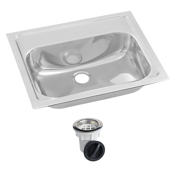 3monkeez Inset Stainless Steel Hand Basin No Tap Hole with Plug and Waste.