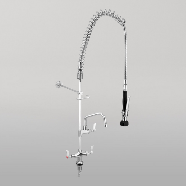 3monkeez Stainless Steel Dual Bench Mounted Pre Rinse Unit With 6-inch Pot Filler
