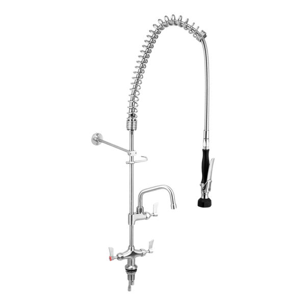3monkeez Stainless Steel Dual Bench Mounted Pre Rinse Unit With 6-inch Pot Filler
