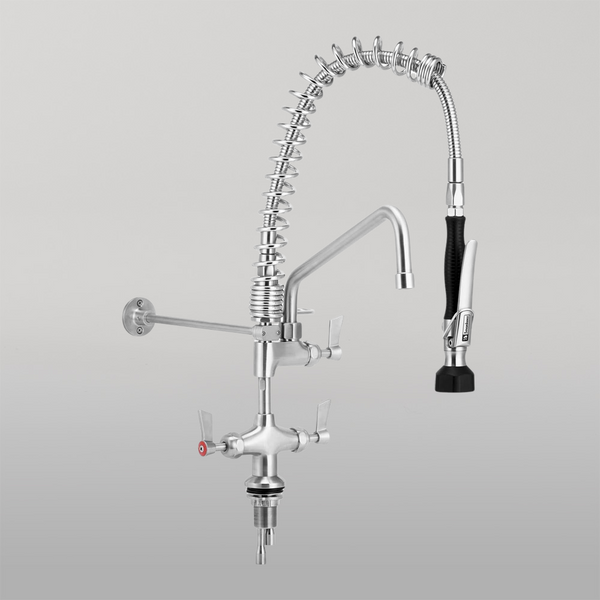 3monkeez Commercial Kitchen Mixer with Pre-Rinse and 12-inch Pot Filler hot and cold mixer