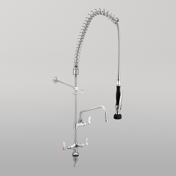 3monkeez Dual Bench Mount Pre-Rinse Unit with 12-inch Pot Filler